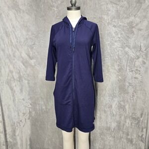 Speedo Dress Navy Blue Hoodie Athleisure Swim Zip Front 3/4 Sleeve Women's M